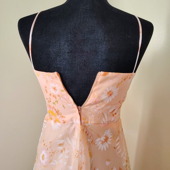 Vintage 70s Orange Sherbet Floral Chiffon Maxi Dress w/ Poet Sleeve Bolero - Picture 7 of 9